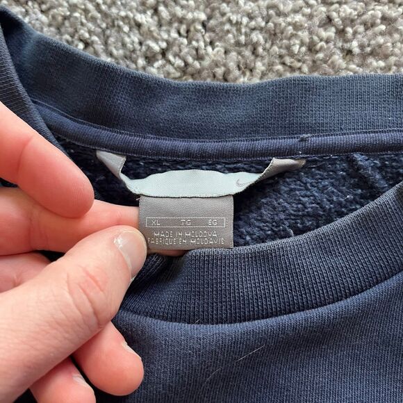 VTG Y2K Nike Grey Tag Pullover Crewneck Sweatshirt Navy Blue Mens Size XL - Picture 4 of 6